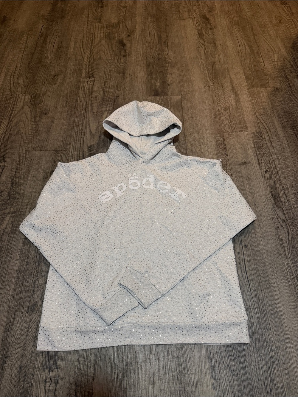 Men's Light Gray Hooded Sweatshirt with Subtle Arched Logo